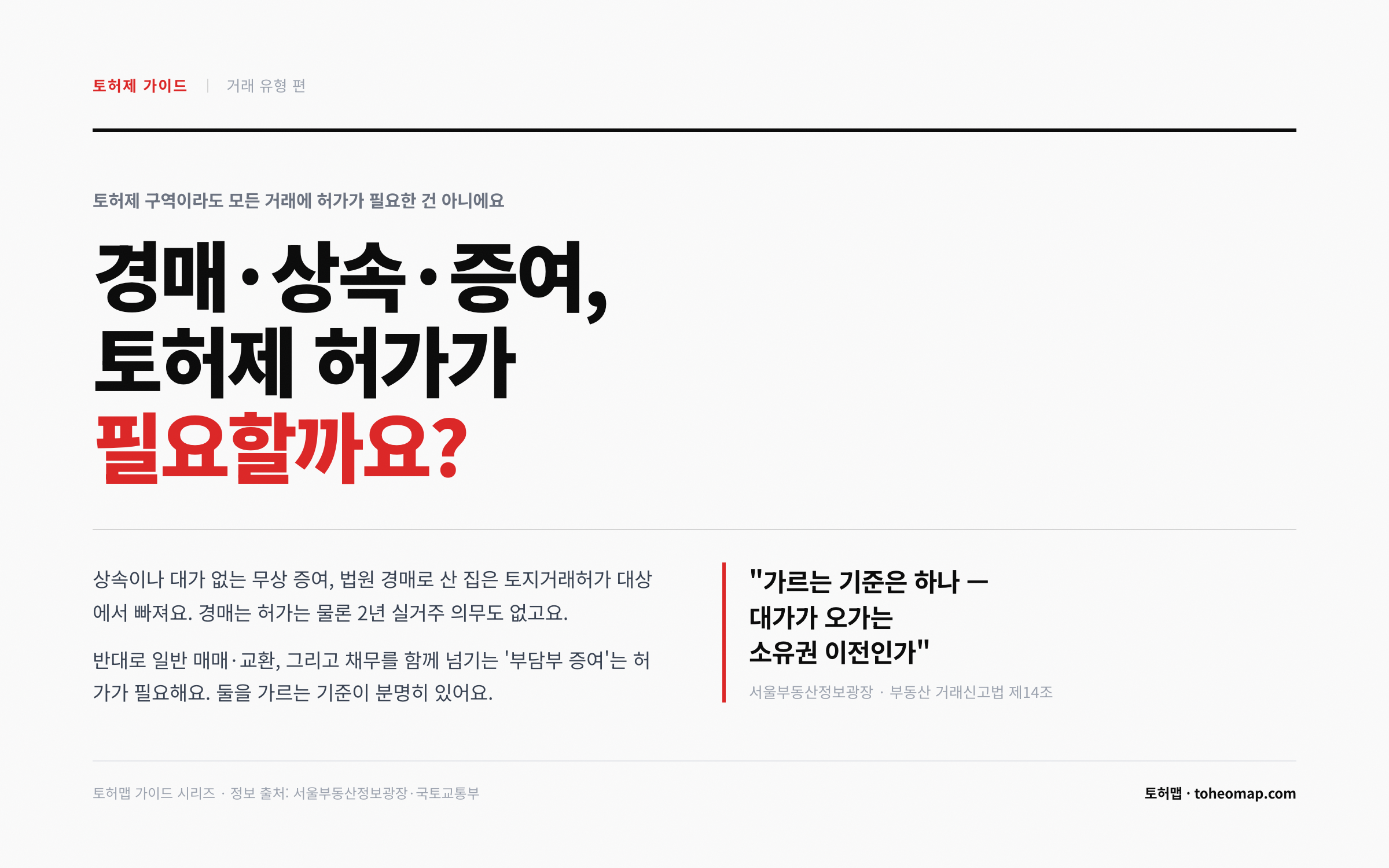 토허제 거래 유형 가이드 경매 상속 증여 허가 대상 여부